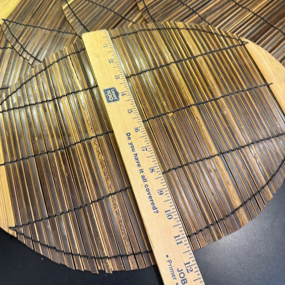 Bamboo Placemats Set of 6 Brown Oval Slatted Boho Tiki